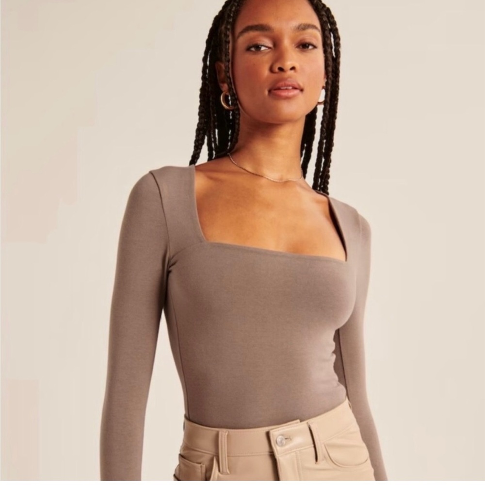 Abercrombie & Fitch Tan Long Sleeve Bodysuit